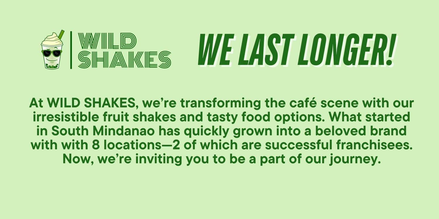 At Wild Shakes we're transforming the café scene with irresistible fruit shakes and tasty food - we last longer! Now inviting you to be part of our journey.